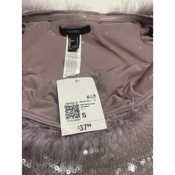 Faux Fur-Trim Sequin Crop Top by Forever 21, size small - Image 7