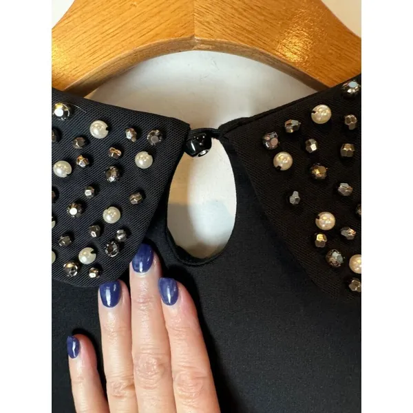 Vivienne Tam Dress Women Medium Black Peter Pan Jeweled Collar A‎ Line Cocktail - Image 7