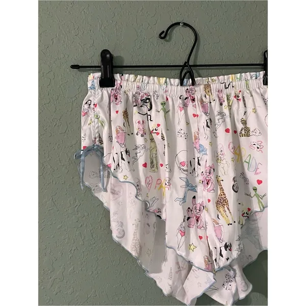 Parade Cheeky Flutter Satin Shorts Size XS White Multi Graphic Novelty Sleep - Image 4