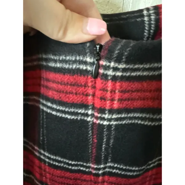 Copper Key Red Black Plaid Wool Blend Square Neck Mini Dress Medium NWT - Image 5