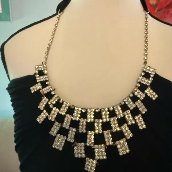 ELA Black Rhinestone Neck Halter Top Shirt Women Size M Medium - Image 3