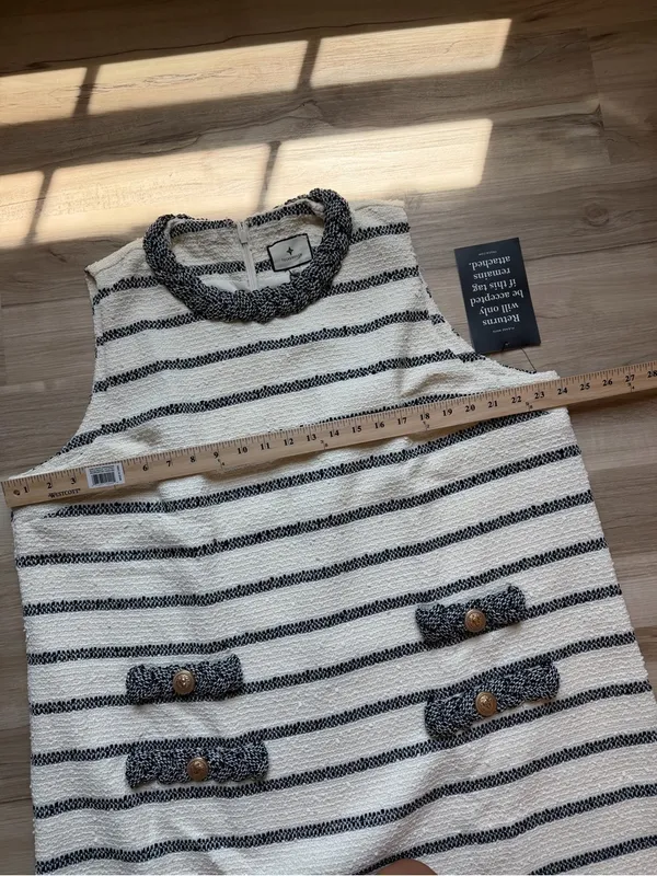 Tuckernuck Navy Stripe Tweed Sleeveless Crew Neck Jackie Mini‎ Dress Size XXXL - Image 3