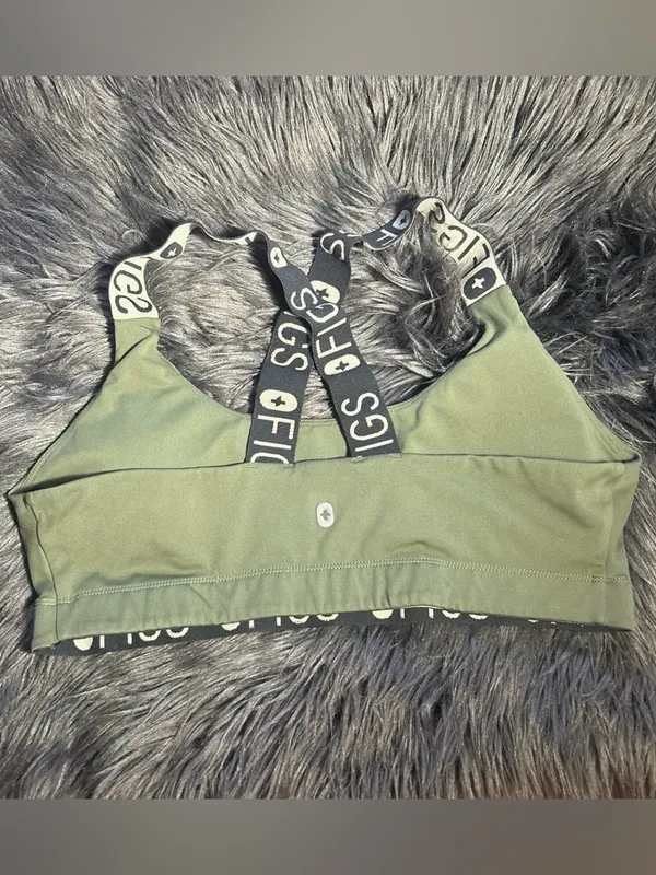 Figs 300 Performance Underscrub Olive Green Logo-Strap Sports Bra XL - Image 4