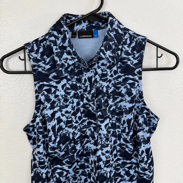 J.Lindeberg Shirt Womens Small Blue Dena Icelayer Print TX Jersey Golf Top - Image 2