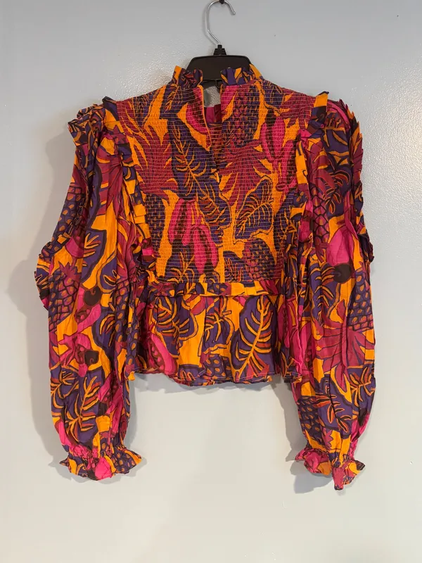 Farm Rio Smocked Cotton Peplum - Image 3