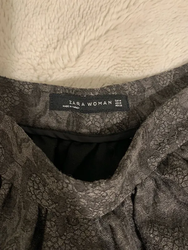 Zara Woman Gray Floral Damask Circle Mini Skirt Sz M - Image 3