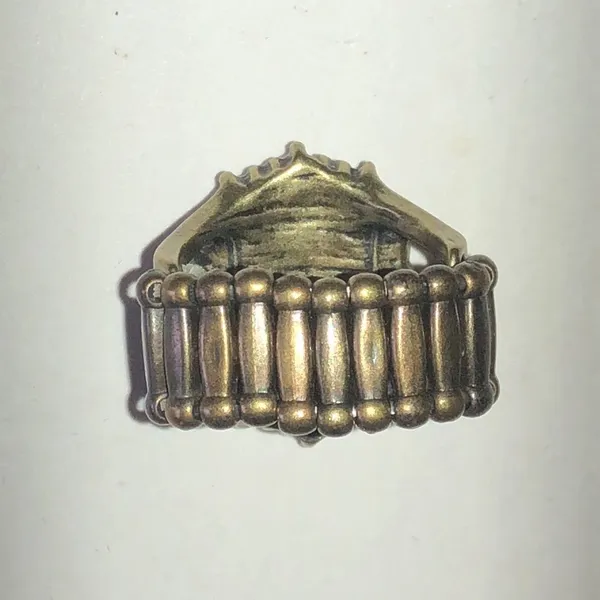 Antique Gold Tone Brass Tone Rhinestone Cluster Ring - Image 3