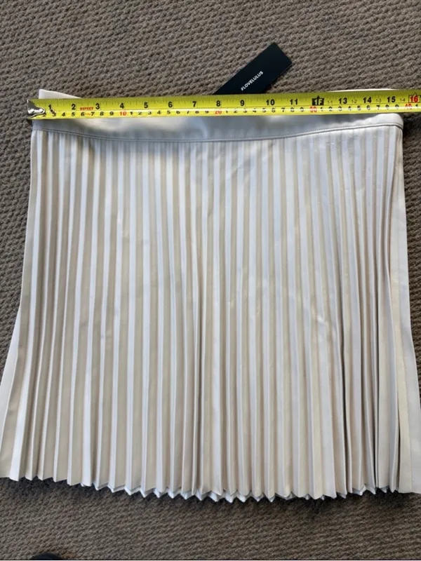 NWT Lulus Better Luck Next Time Pleated Vegan Leather Beige Size Large - Image 11