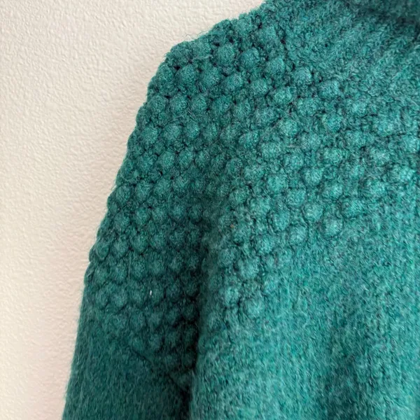 Free People Teal Green Bobble Knit‎ Mock Neck Cropped Sweater OB1508649 Small - Image 4
