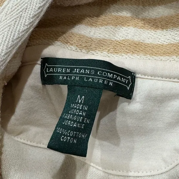Ralph Lauren Terrycloth Mock Neck Striped Sweater Top Women’s Medium - Image 2
