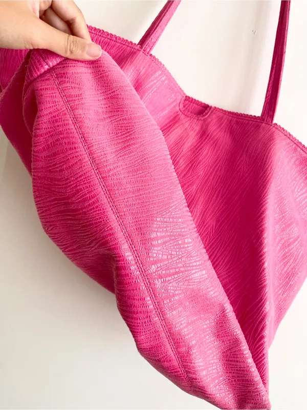 Carlos Falci Fatto a Mano Pink Zebra Print Embossed Tote Bag - Image 3