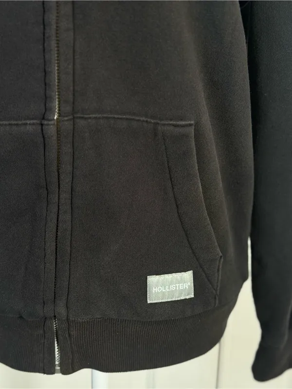 Hollister Sherpa Lined Hoodie XS Black Full Zip Cozy Y2K Fleece Jacket Everyday - Image 4