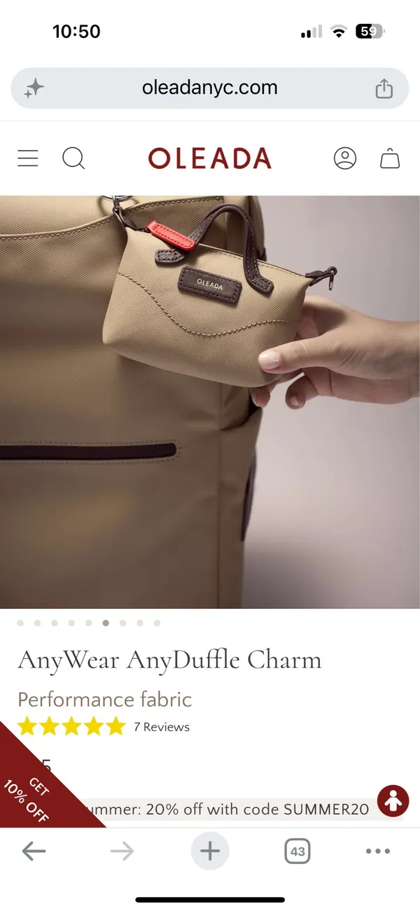 Oleada Mini Bag bag charm Tan - Image 3