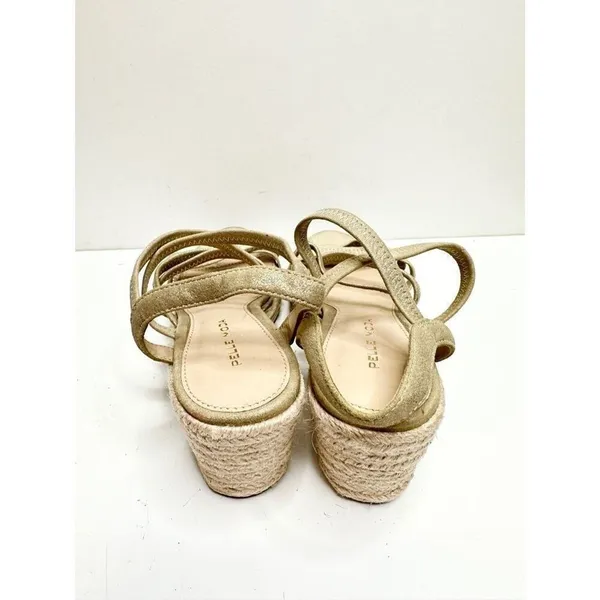 Pelle Moda Gold Metallic Strappy Espadrille Wedge Summer Sandals‎ 6.5M - Image 5