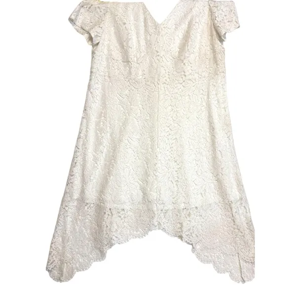 Jessica London Womens Dress White‎ Lace Short Sleeve Handkerchief Hem Size 20W - Image 16
