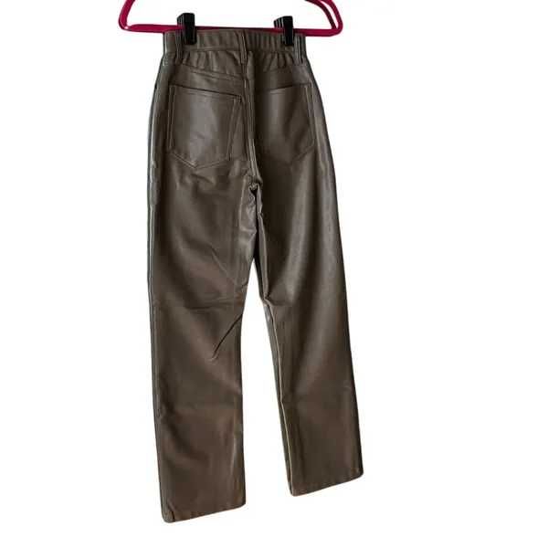 Abercrombie 90s Straight Faux Leather Pants Taupe Ultra High Rise Sz 23 000 - Image 7