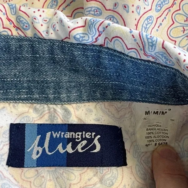 Wrangler Blues Sleeveless Patterned Top Blue Pink Size Medium - Image 3