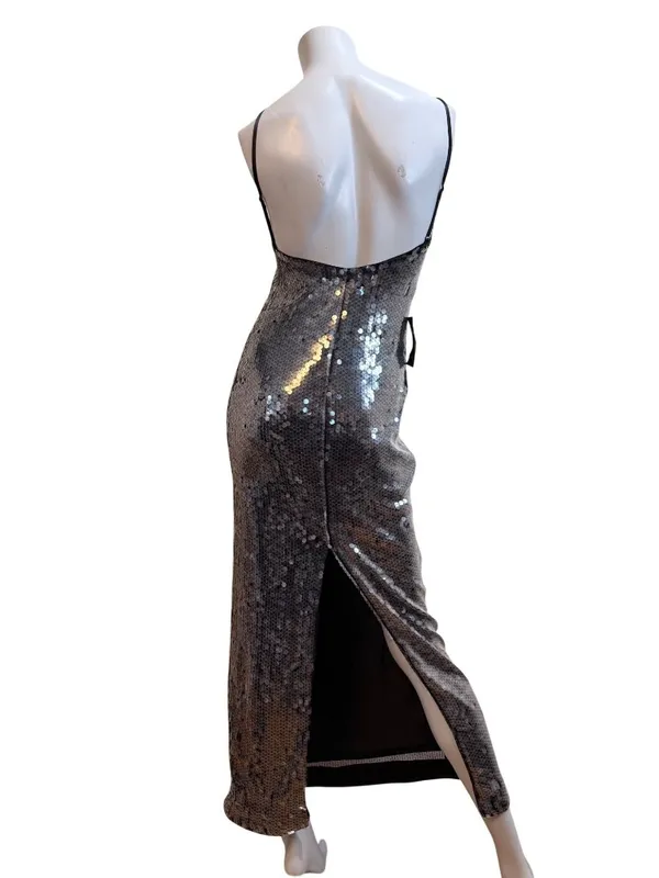 Drapey Shimmering Sparkle Metallic Sequin Corey Slip Dress Ever New Sz 0 - Image 3