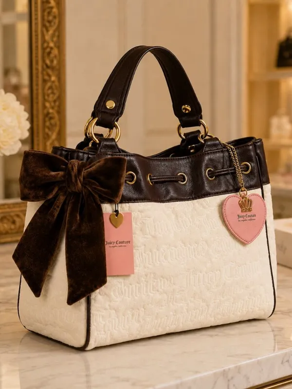 Juicy Couture Daydreamer Tote Angel Pink Brown Y2K Shoulder Bag NWT - Image 3