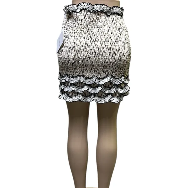 Elliatt Muse Cream Cheetah Animal Print Ruffled Bodycon Mini Skirt Womens Medium - Image 2