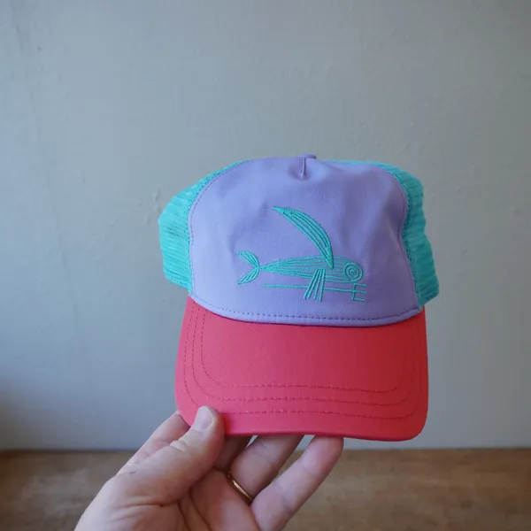 Patagonia OSFM Trucker Hat Unisex Purple Pink Excellent Flying Fish Snapback - Image 2