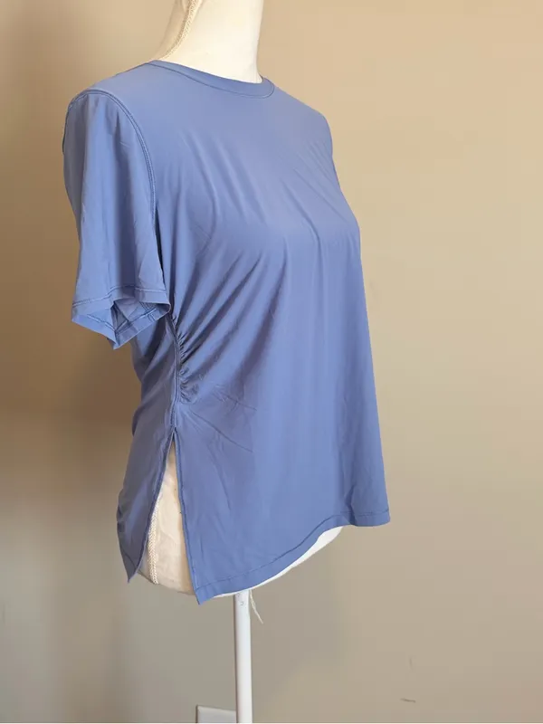NWT Lululemon Side-Ruched Running Short-Sleeve Shirt size 10 prep blue - Image 3