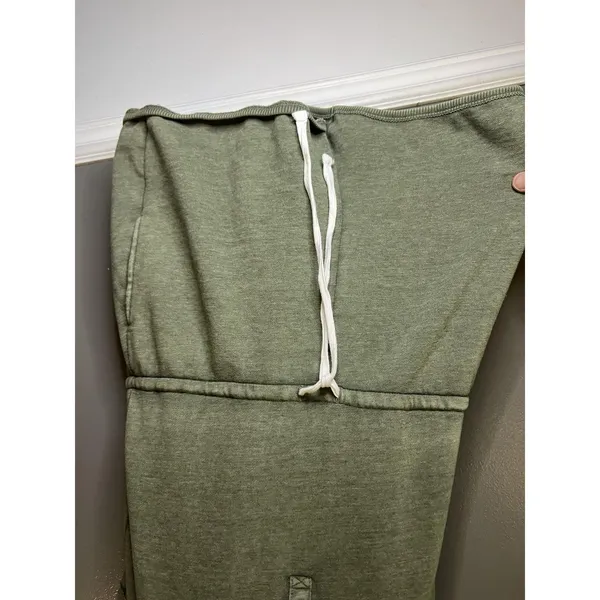 Aerie Romper Womens Medium Green Henley Sleeveless Drawstring Pockets Casual - Image 5