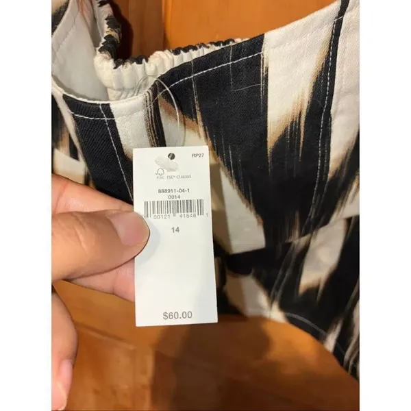 Banana republic printed linen blend crop top Size 14 NEW #741 - Image 4