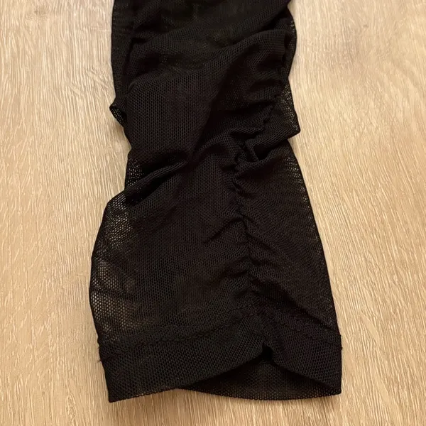 Forever 21 Sexy Black Ruched Mesh Mini Dress Long Sleeves Medium - Image 4
