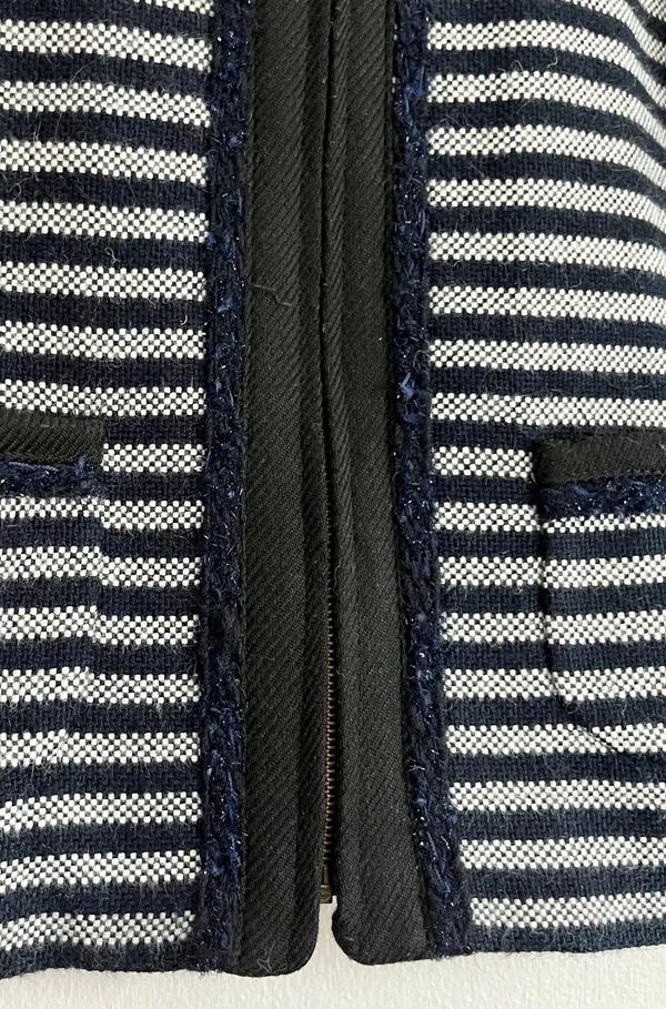 J. Crew Factory Suiting Wool Striped Tweed Full Zip Jacket Blue Women’s Size 4 - Image 8
