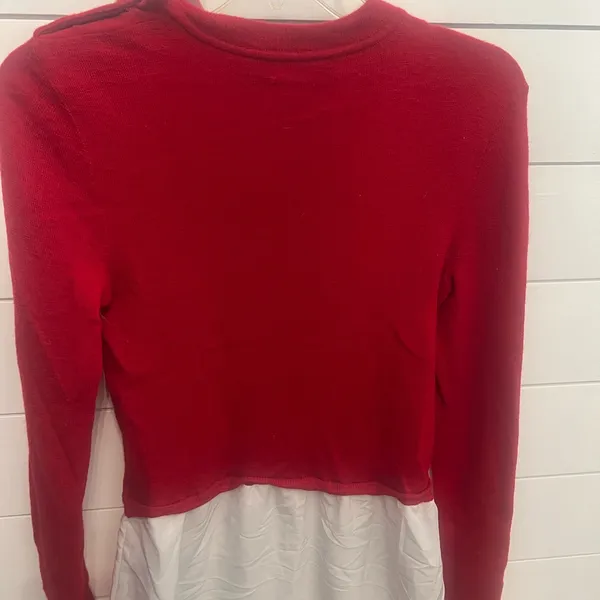 Ralph Lauren red‎ 100% wool red sweater Bottom portion 100% linen size small - Image 4
