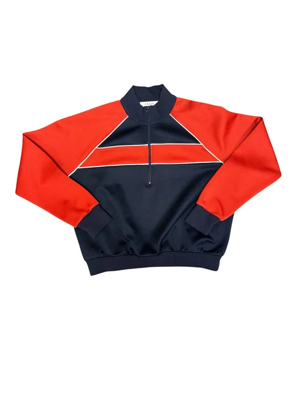 Frame Colorblock Mock Neck 1/4 Zip Pullover Sweatshirt Blue Red Small Retro 90s - Image 4