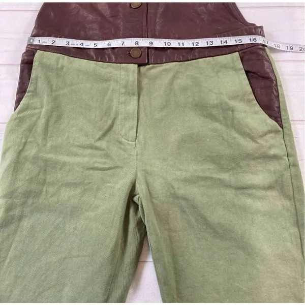 What Goes Around Comes Around Womens Green Tempest Straight Leg Overalls Medium - Image 7