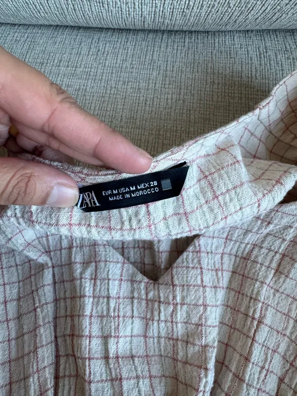 Zara Beige Checkered Mini Dress - Image 4