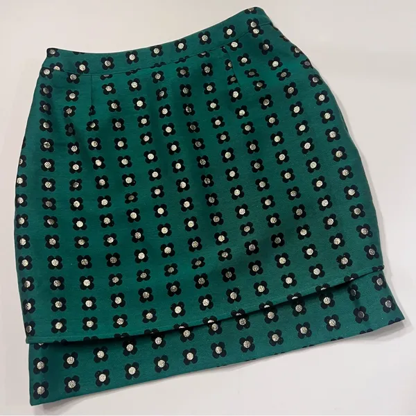 Anthropologie HD in Paris‎ Garden Glimmer Christmas Green Tiered Flower Skirt 4 - Image 15
