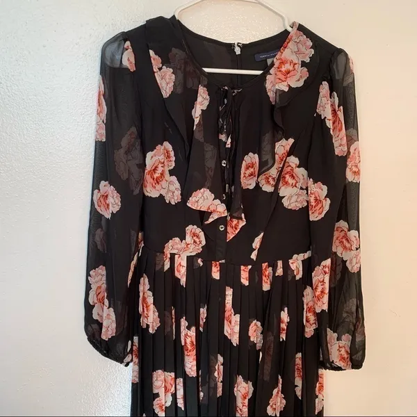 Tommy Hilfiger Women's Size 2 Floral Chiffon Dress Black Pink Floral Long Sleeve - Image 6
