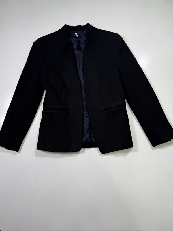 J. Crew Collarless Black Single-Breasted Tailored Blazer - Image 2
