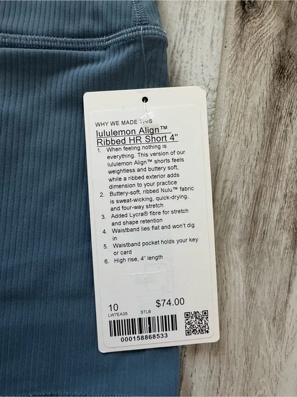 Lululemon Align Ribbed High Rise 4 inch Shorts in Steal Blue New With Tags - Image 7