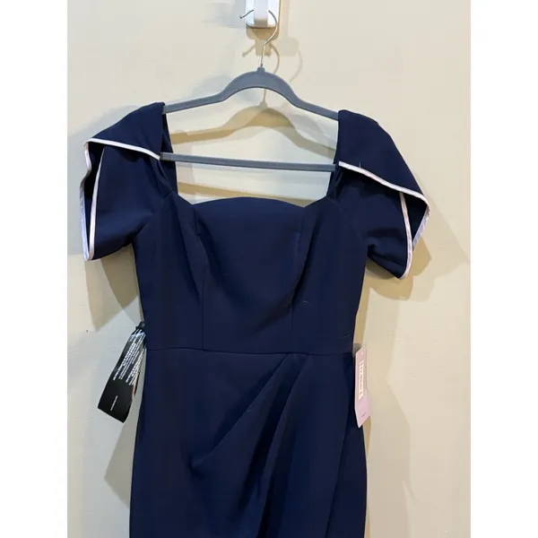 js collections dress Delilah Scallop Neck Gown Blue Maxi Size 2 Wedding‎ - Image 6