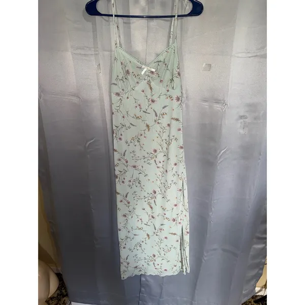 Thirty Thirty L.A. Floral Mesh Midi Slip Dress M Sage Green Coquette Soft Grunge - Image 7