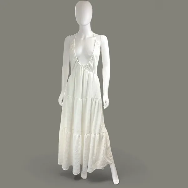 SHEIN Vcay Tiered Long White Maxi Resort Wear Dress‎ Size XL NWT - Image 2