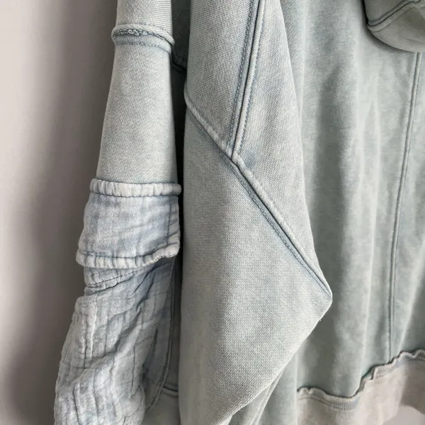 Oli & Hali Size L Acid Wash Light Cargo Patch Hoodie Jacket Boho - Image 9