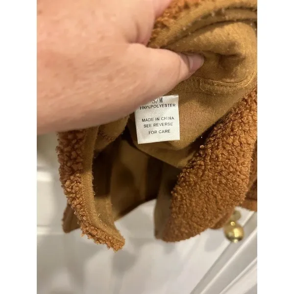 Wishlist Rust Brown Teddy Sherpa‎ Shacket Button Front Fleece Jacket Womens S/M - Image 7