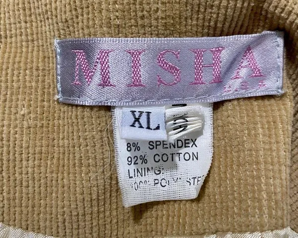Misha Y2K Vintage Tan Corduroy Floral Embroidered Sequin Blazer Jacket - Image 11
