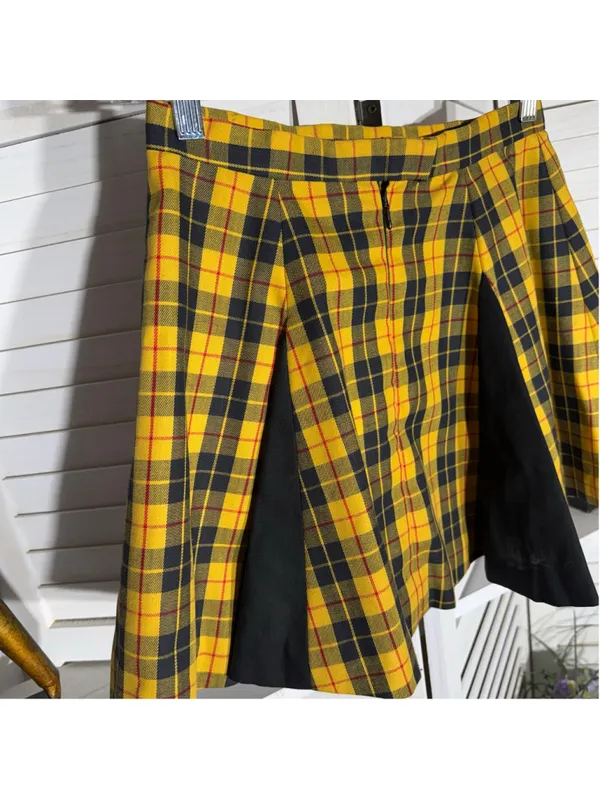 Vintage Y2K plaid mini skirt pleated school girl preppy academy grunge 90s sz S - Image 12