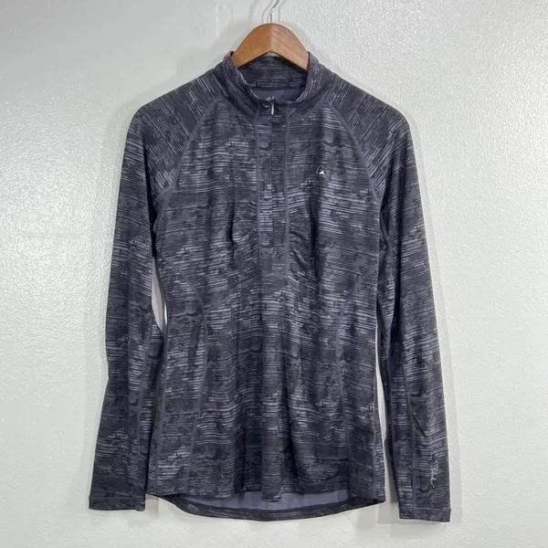 Paradox Womens Merino Wool Blend 1/4 Zip Base Layer Top Gray Camo Medium Medium - Image 3
