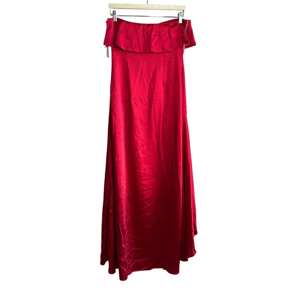 NWT Meshki Sulianna strapless ruffle midi dress vermillion red women's size M - Image 7