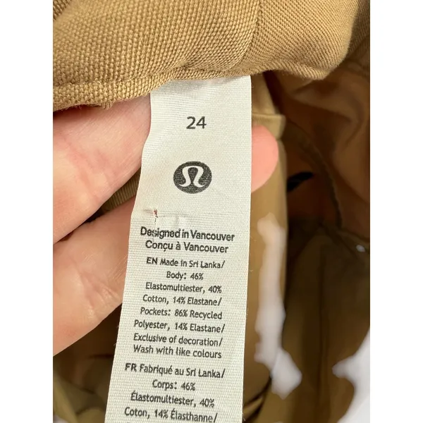 Lululemon Womens City Sleek Mid-Rise Barrel-Leg Pants Tan LW5FF8S Size 24 Preppy - Image 3
