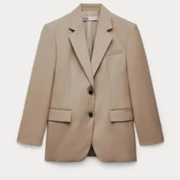Zara Tan Blazer Pant 2 Piece Set Tan L/XL Career Professional Interview - Image 5