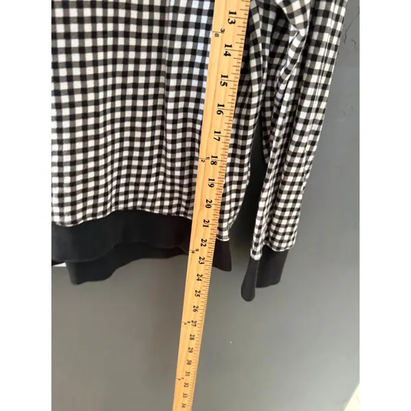 Alice +‎ Olivia Womens Gingham Checkered Sweatshirt Black White Preppy Small - Image 8